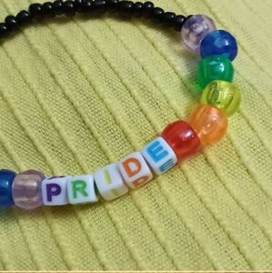 Hand crafted LGBTQ rainbow pride logo beaded Statement bracelet